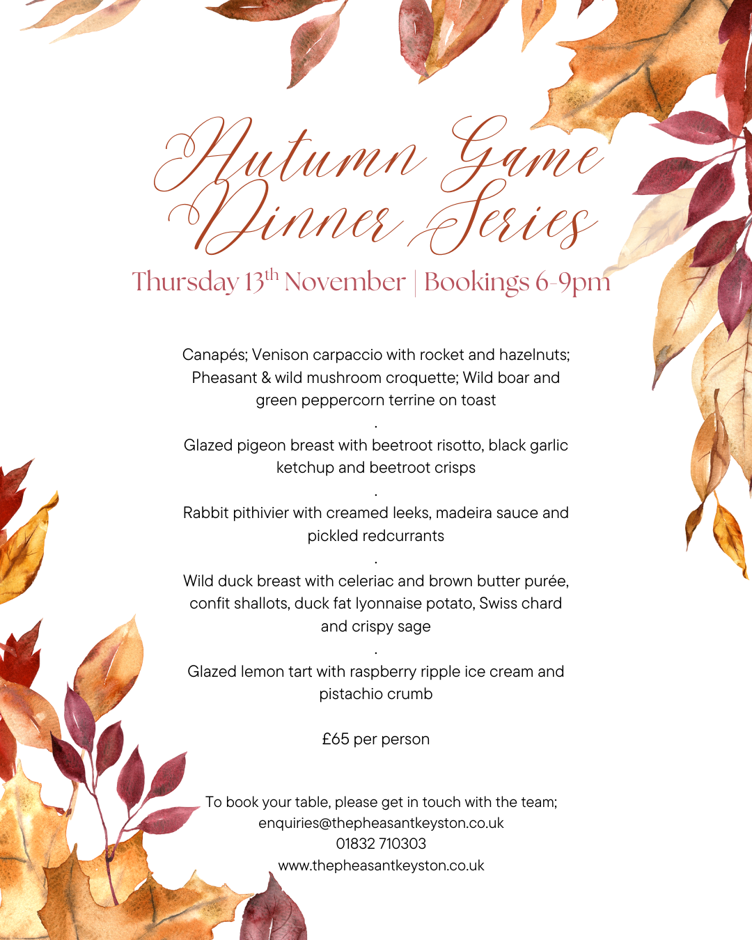 TPK Game Dinner 13th Nove Insta Post